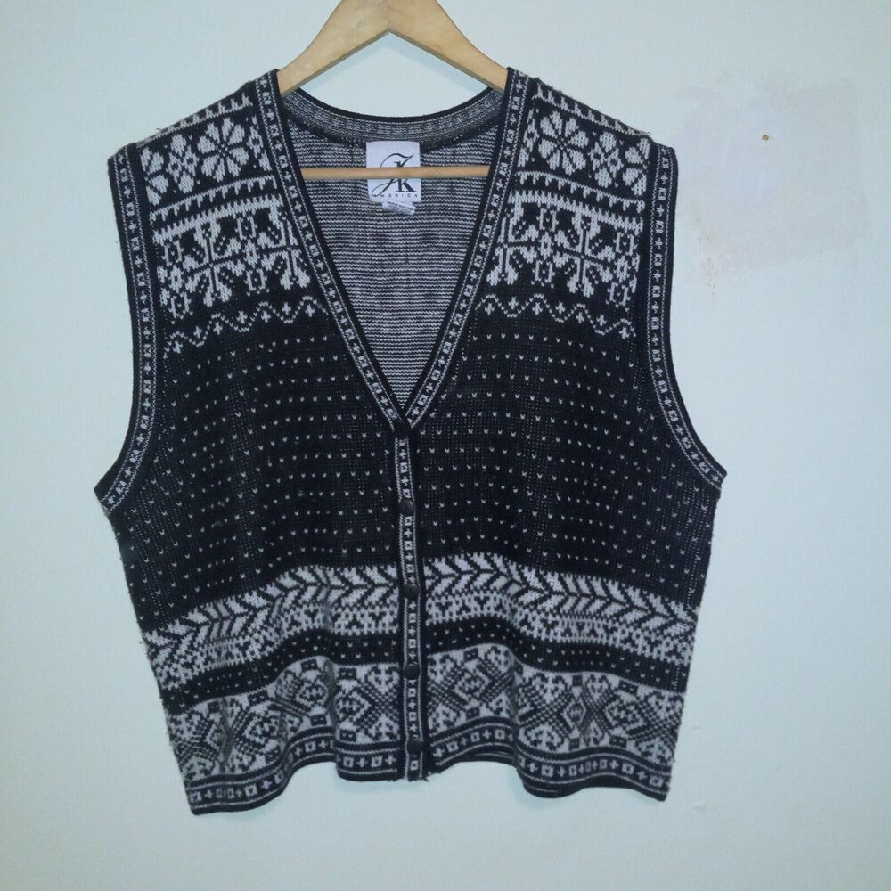 Vintage JK America Fair Isle Sweater Vest-Size 14/16-Lane Bryant-Nordic-Boxy
